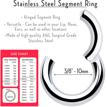 Load image into Gallery viewer, 8G 3/8 316L Surgical Steel Precision Hinged Segment Hoop
