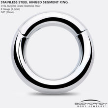 Load image into Gallery viewer, 8G 3/8 316L Surgical Steel Precision Hinged Segment Hoop
