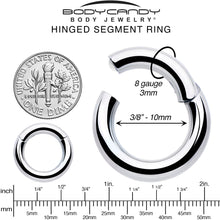 Load image into Gallery viewer, 8G 3/8 316L Surgical Steel Precision Hinged Segment Hoop
