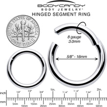 Load image into Gallery viewer, 8G 5/8 316L Surgical Steel Precision Hinged Segment Hoop
