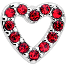 Load image into Gallery viewer, 20G 7mm Red Gem Hollow Paved Heart L Shape Nose Ring
