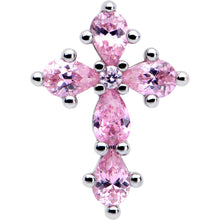 Load image into Gallery viewer, 20G 7mm Pink CZ Gem Classic Cross L Shape Nose Ring
