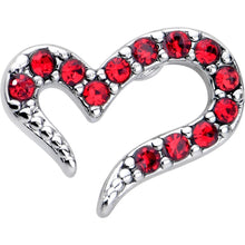 Load image into Gallery viewer, 20G 7mm Red Gem Stylized Heart L Shape Nose Ring
