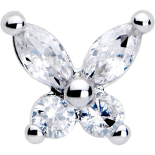 Load image into Gallery viewer, 20G 7mm Clear CZ Gem Open Wing Butterfly L Shape Nose Ring
