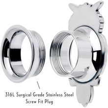 Load image into Gallery viewer, Red CZ Gem Wise Owl Screw Fit Tunnel Plug Set Available Sizes 6mm to 16mm
