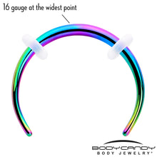 Load image into Gallery viewer, 16G 3/8 Rainbow Pincher Crescent Taper
