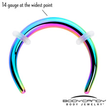 Load image into Gallery viewer, 14G 3/8 Rainbow Pincher Crescent Taper
