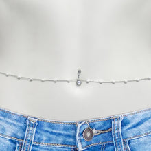 Load image into Gallery viewer, Clear CZ Gem Innocent Glam Faux Pearl Belly Ring Belly Chain
