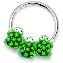 Load image into Gallery viewer, 16G 3/8 Texture Turtle Trio Hinged Segment Ring
