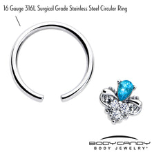 Load image into Gallery viewer, 16G 3/8 Blue Gem Style Simplicity BCR Captive Ring
