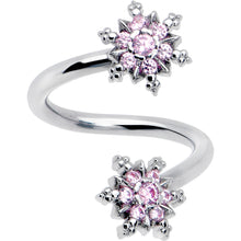 Load image into Gallery viewer, Pink CZ Gem Glam Snowflake Spiral Twister Belly Ring
