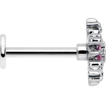 Load image into Gallery viewer, 16G 5/16 Pink CZ Gem Glam Snowflake Labret Monroe Tragus
