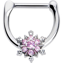 Load image into Gallery viewer, 16G 5/16 Pink CZ Gem Glam Snowflake Cartilage Clicker
