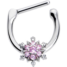Load image into Gallery viewer, 16G 5/16 Pink CZ Gem Glam Snowflake Cartilage Clicker
