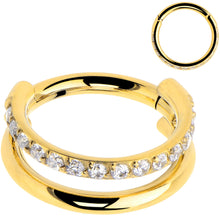 Load image into Gallery viewer, Titanium Double Hoop Hinged Segment Ring Micro Gem -16G 5/16
