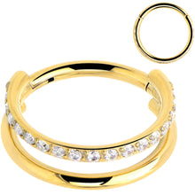 Load image into Gallery viewer, Titanium Double Hoop Hinged Segment Ring Micro Gem -16G 5/16
