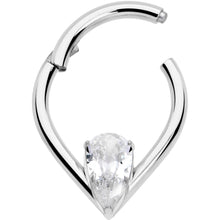 Load image into Gallery viewer, 16G CZ Stainless Steel Hinged Segment Ring with Gem Teardrop
