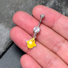 Load image into Gallery viewer, Clear Gem Sweet Yellow Baby Chick Dangle Belly Ring
