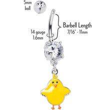 Load image into Gallery viewer, Clear Gem Sweet Yellow Baby Chick Dangle Belly Ring
