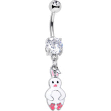 Load image into Gallery viewer, Clear Gem Bunny White Rabbit Dangle Belly Ring
