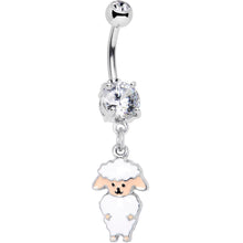 Load image into Gallery viewer, Clear Gem Sweetheart Sheep Dangle Belly Ring
