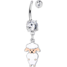 Load image into Gallery viewer, Clear Gem Sweetheart Sheep Dangle Belly Ring
