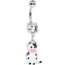 Load image into Gallery viewer, Clear Gem Moo Cow Cutie Dangle Belly Ring
