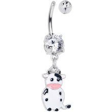 Load image into Gallery viewer, Clear Gem Moo Cow Cutie Dangle Belly Ring
