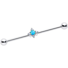 Load image into Gallery viewer, 14G Blue Synthetic Opal Rhombus Star Industrial Barbell 38mm
