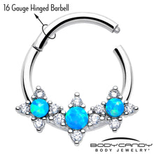 Load image into Gallery viewer, 16G 3/8 Blue Synthetic Opal Rhombus Stars Hinged Segment Ring
