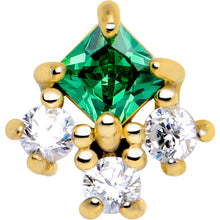 Load image into Gallery viewer, Green CZ Gem Gold Tone Rhombus Riot Barbell Tongue Ring
