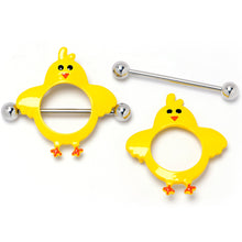 Load image into Gallery viewer, 14G 9/16 Little Yellow Chicks Nipple Shield Set
