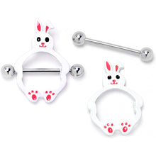 Load image into Gallery viewer, 14G 9/16 Bunny White Rabbit Nipple Shield Set
