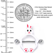 Load image into Gallery viewer, 14G 9/16 Bunny White Rabbit Nipple Shield Set
