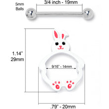 Load image into Gallery viewer, 14G 9/16 Bunny White Rabbit Nipple Shield Set
