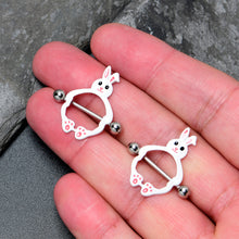 Load image into Gallery viewer, 14G 9/16 Bunny White Rabbit Nipple Shield Set
