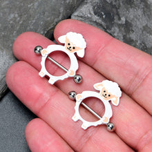 Load image into Gallery viewer, 14G 9/16 Sweetheart Sheep White Nipple Shield Set

