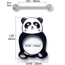 Load image into Gallery viewer, 14G 9/16 Panda Bear Black White Nipple Shield Set
