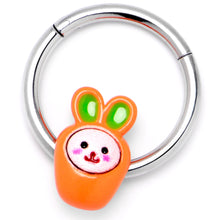 Load image into Gallery viewer, 16G 3/8 Surprise Carrot Easter Bunny Hinged Segment Ring
