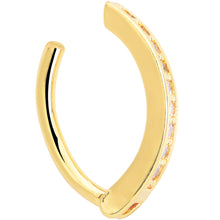 Load image into Gallery viewer, Clear CZ Gem Gold Tone Paved Row Perfection Hinged Hoop Belly Ring
