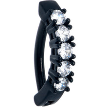 Load image into Gallery viewer, Clear CZ Gem Black Quintet Forward Facing Hinged Belly Hoop
