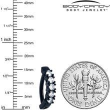 Load image into Gallery viewer, Clear CZ Gem Black Quintet Forward Facing Hinged Belly Hoop
