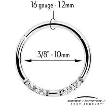 Load image into Gallery viewer, 16G 5/16 CZ Gem Forward Facing Hinged Segment Ring
