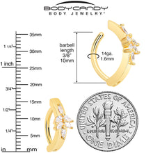 Load image into Gallery viewer, Clear CZ Gem Gold Tone Beauty Branch Hinged Hoop Belly Ring
