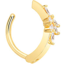 Load image into Gallery viewer, Clear CZ Gem Gold Tone Beauty Branch Hinged Hoop Belly Ring

