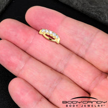 Load image into Gallery viewer, Clear CZ Gem Gold Tone Glamour Quintet Hinged Hoop Belly Ring

