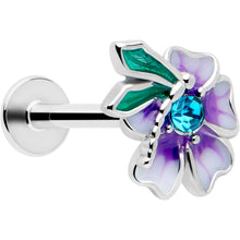 Load image into Gallery viewer, 16G 5/16 Blue Gem Faerie Flower Purple Labret Monroe Tragus
