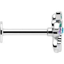 Load image into Gallery viewer, 16G 5/16 Blue Gem Faerie Flower Purple Labret Monroe Tragus
