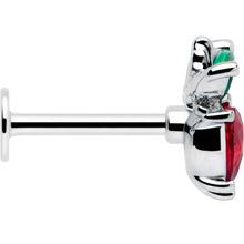 Load image into Gallery viewer, 16G 5/16 Red Green Gem Strawberry Heart Labret Monroe Tragus
