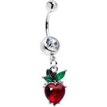 Load image into Gallery viewer, Clear Red Green Gem Strawberry Heart Dangle Belly Ring
